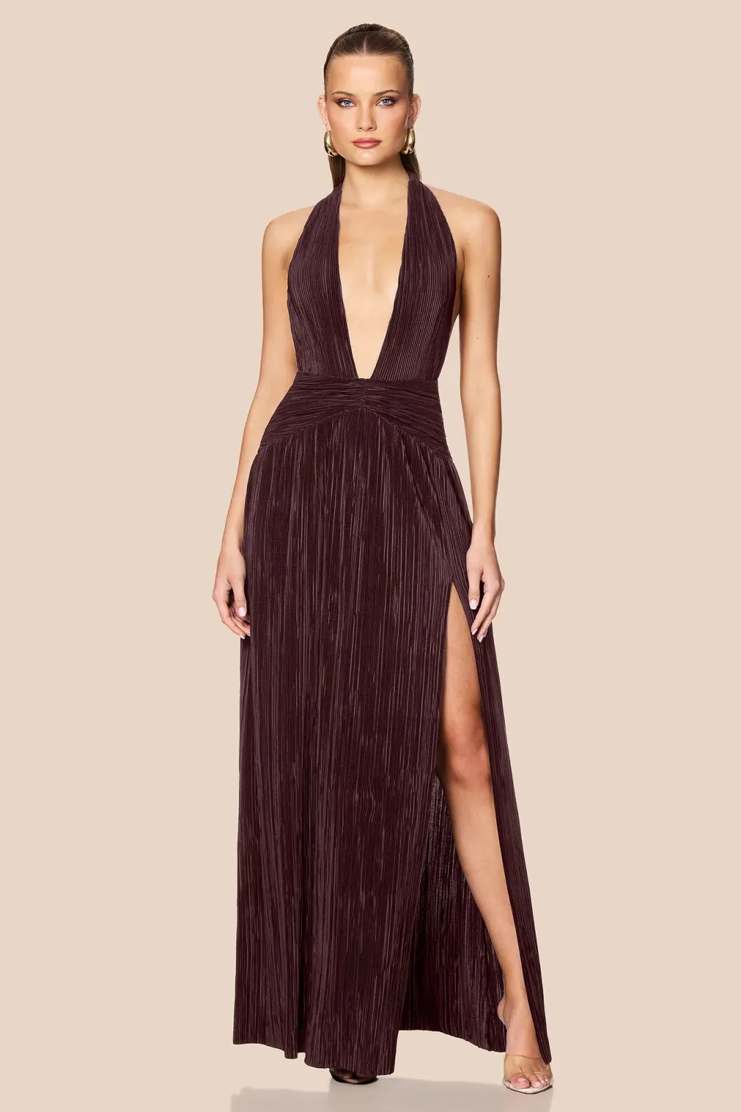 Nookie Desiree Halter Maxi Gown Mocha Size 8 for rent on The Volte - main image