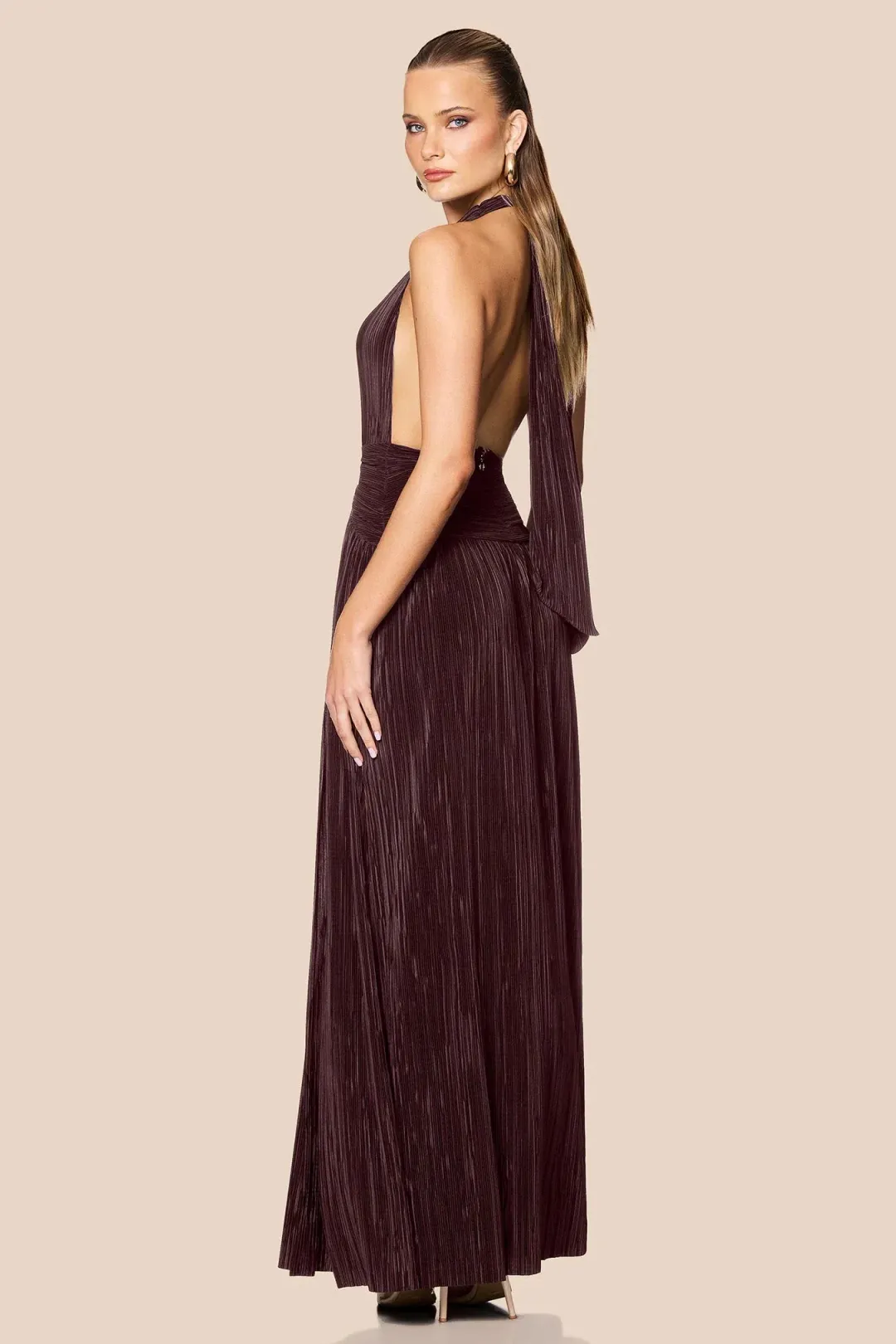 Nookie Desiree Halter Maxi Gown Mocha Size 8 for rent on The Volte - main image