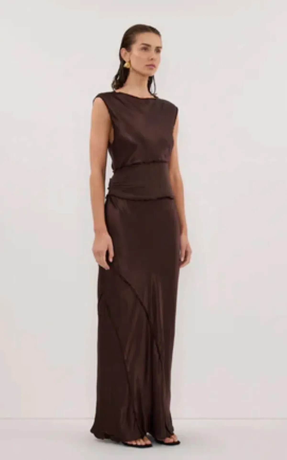 DISSH Chocolate Mesh Maxi Dress Size 10 - Image 1