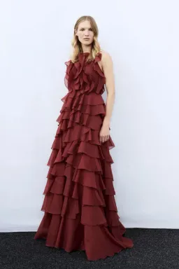 🤎 Aje Cleo Gown in Rust Brown - Size 12 - Ruffle Tiered Maxi Dress 🤎 for rent on The Volte - image 8