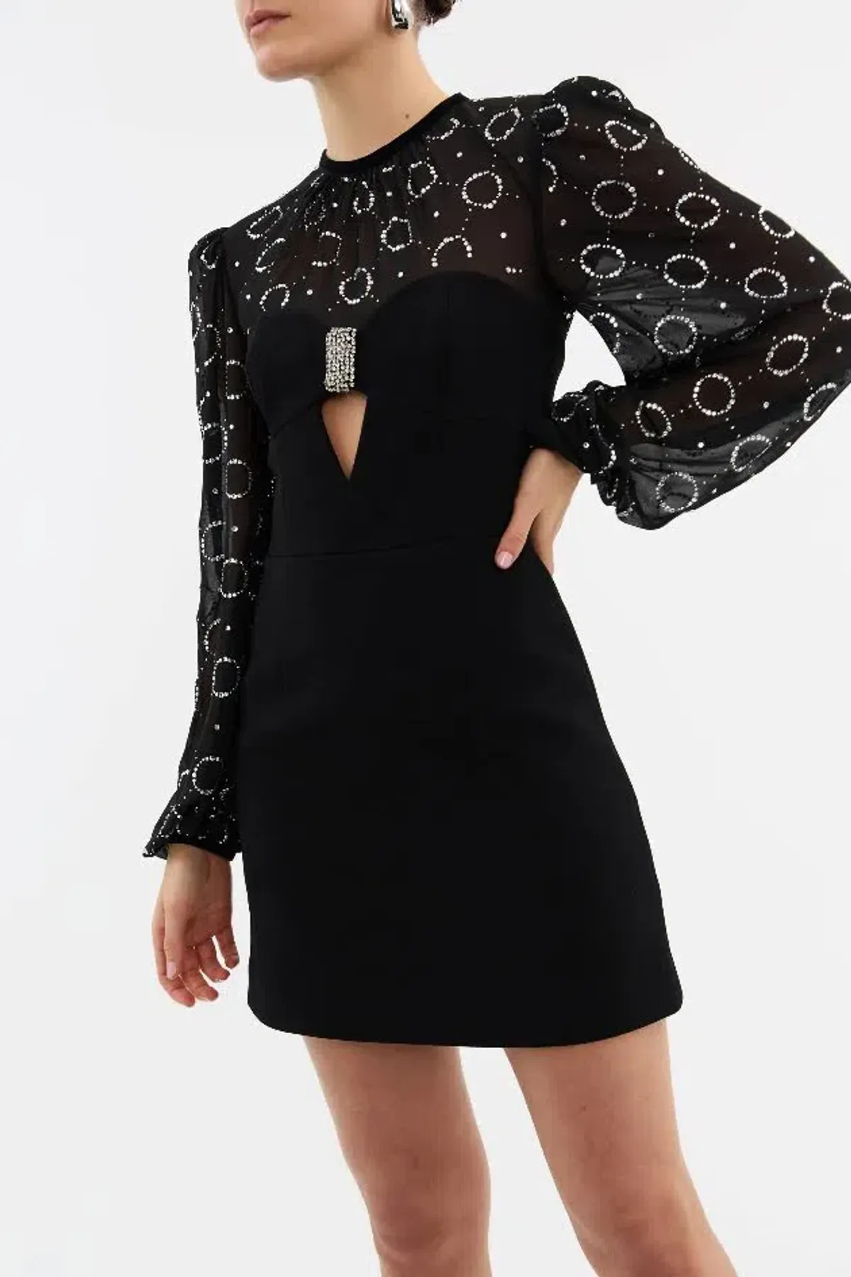 ❆ REBECCA VALLANCE Ellasandra Mini Dress - Size 6 AU - Black Sparkly Outfit ❆ - Image 3