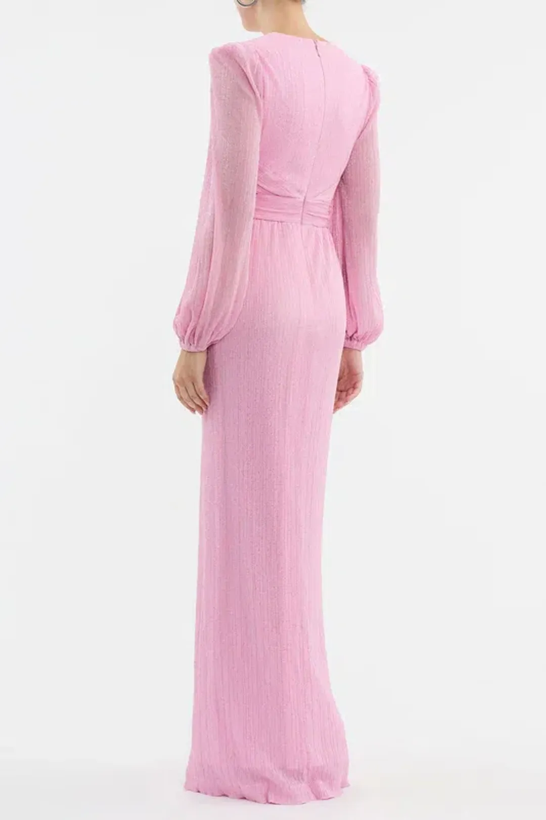 π Rebecca Vallance Amal Cut-Out Gown in Pink β Size 6 AU - Long Sleeve Maxi Dress π for rent on The Volte - main image