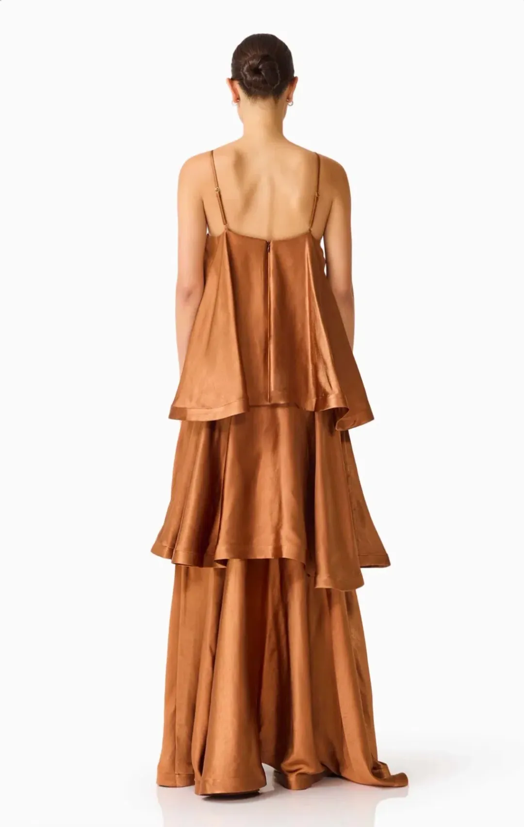 Elliatt Tilly Tiered Maxi Dress in Toffee Brown Size XS for rent on The Volte - main image