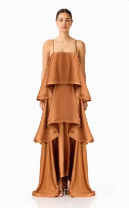 Elliatt Tilly Tiered Maxi Dress in Toffee Brown Size XS for rent on The Volte - image 3