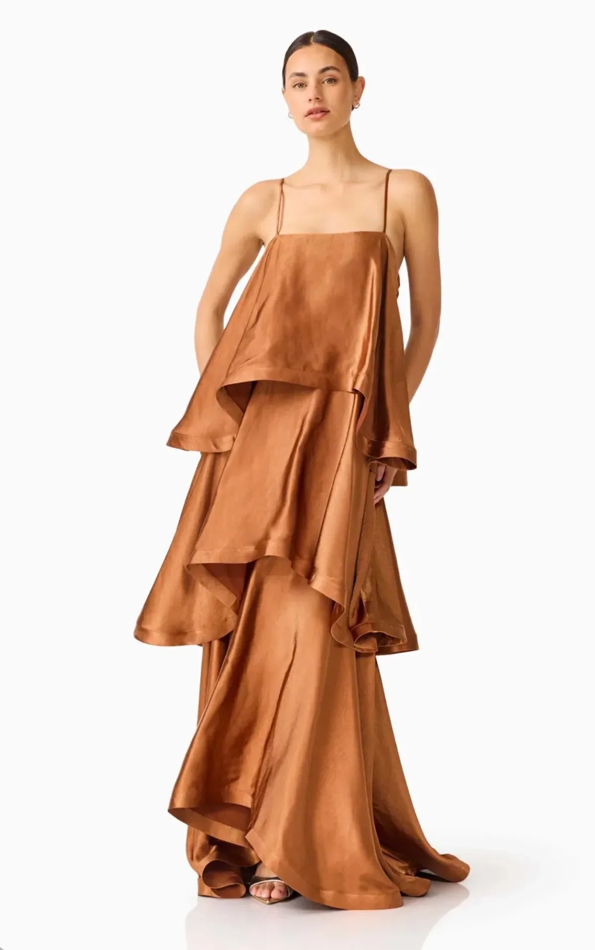 Elliatt Tilly Tiered Maxi Dress in Toffee Brown Size S - Image 4