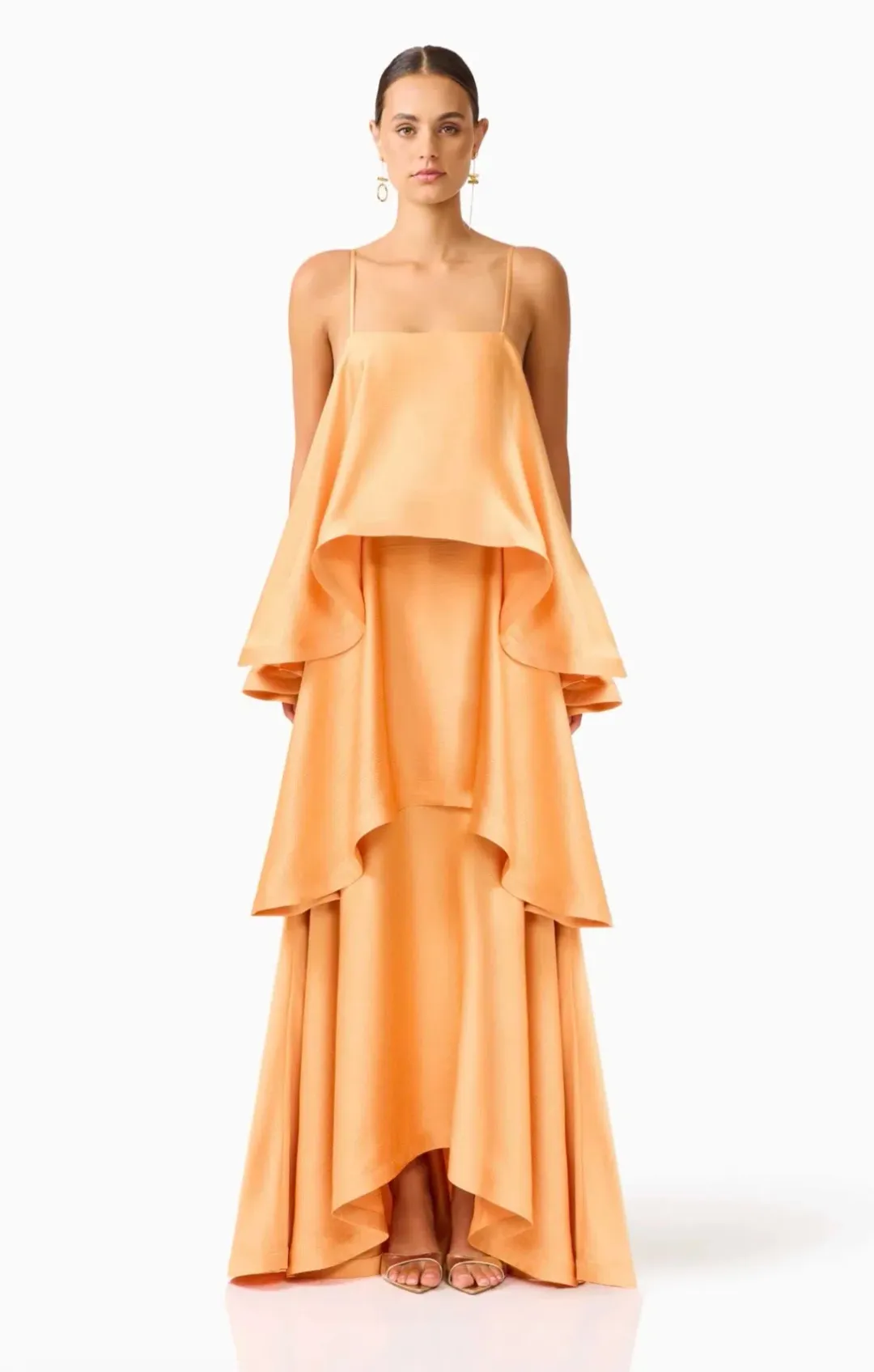 Elliatt Tilly Tiered Maxi Dress in Orange Size S for rent on The Volte - main image