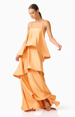 Elliatt Tilly Tiered Maxi Dress in Orange Size S for rent on The Volte - image 3
