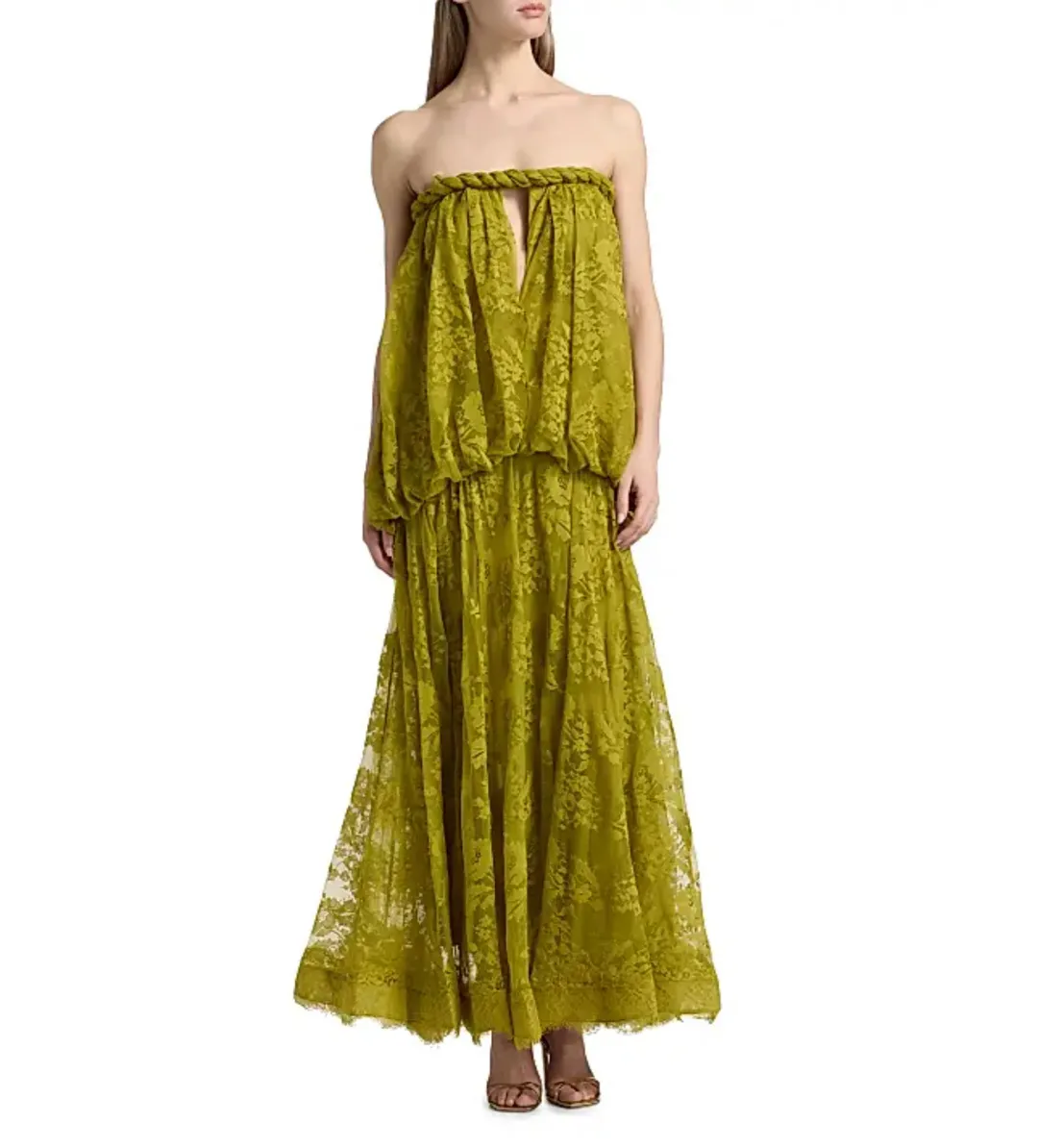 Zimmermann Luna Lace Bandeau Gown in Pistachio Size 0/AU8 for rent on The Volte - main image