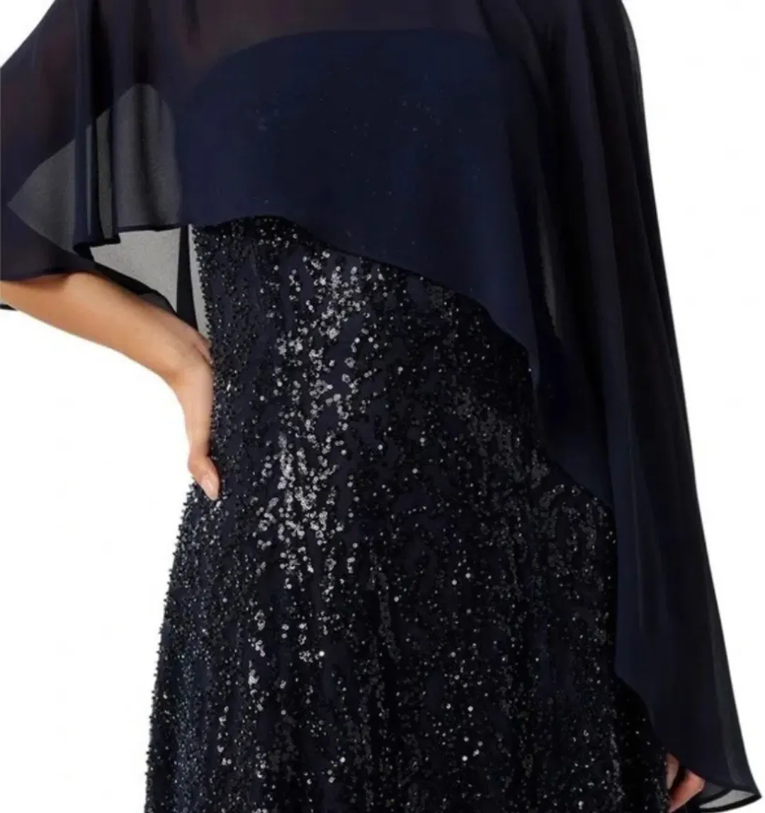 Forever New Erin Navy Strapless Sequin Gown Maxi for rent on The Volte - main image