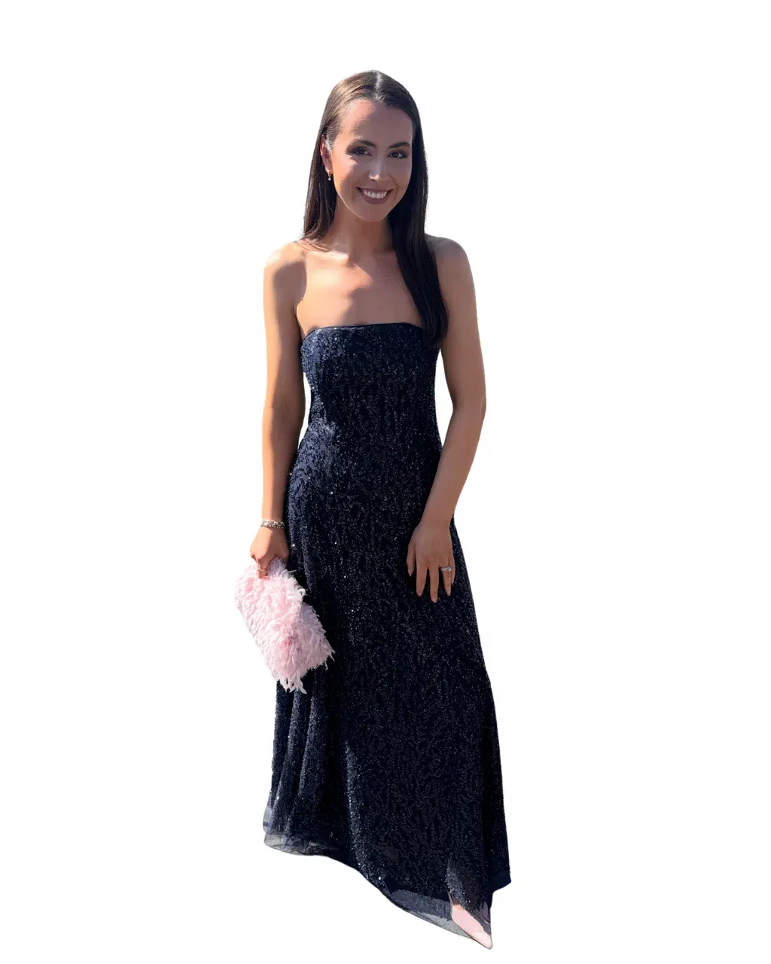 Forever New Erin Navy Strapless Sequin Gown Maxi for rent on The Volte - main image