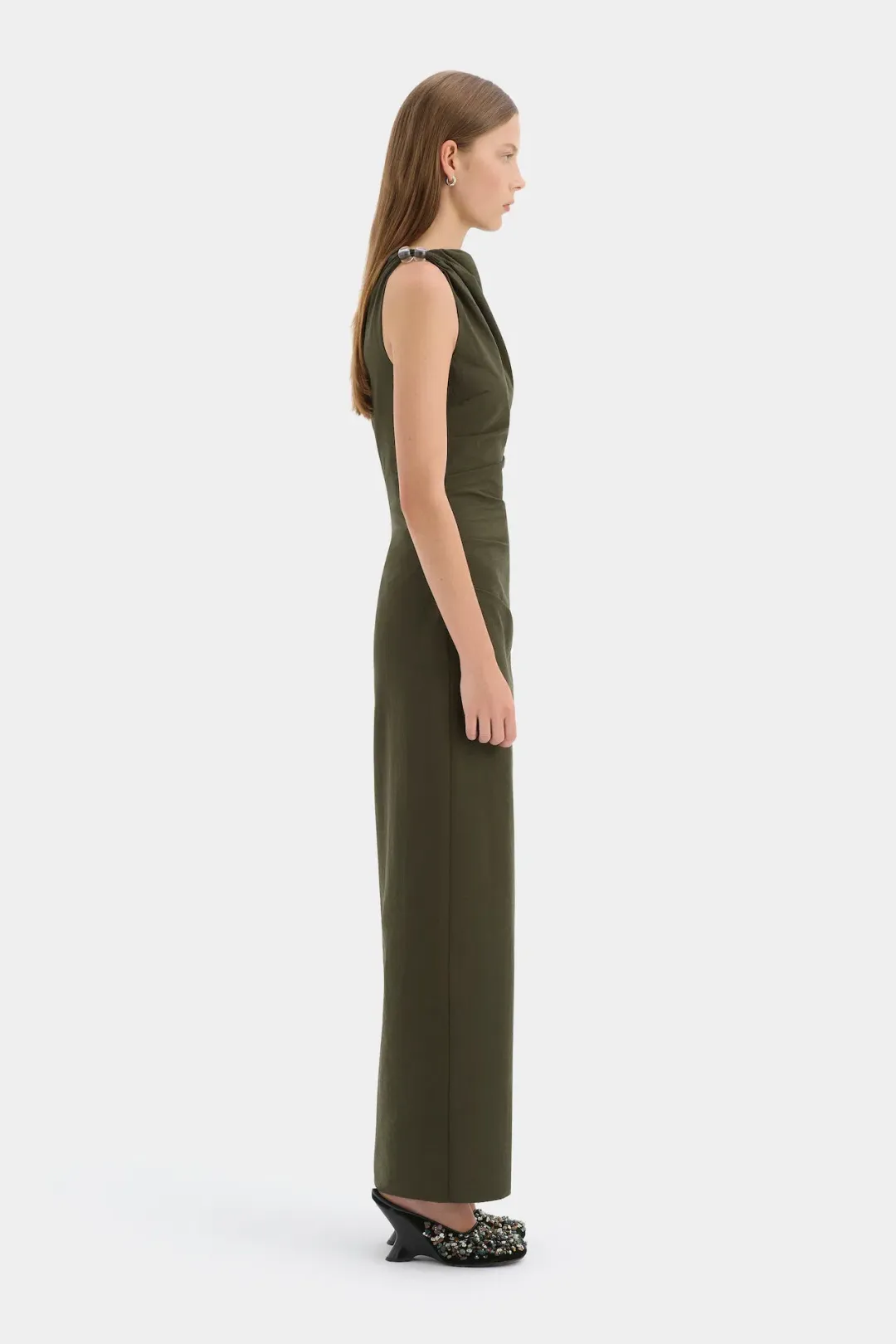Sir the Label Sorel Maxi Dress in Dark Olive Size 3 / AU 12 for rent on The Volte - main image