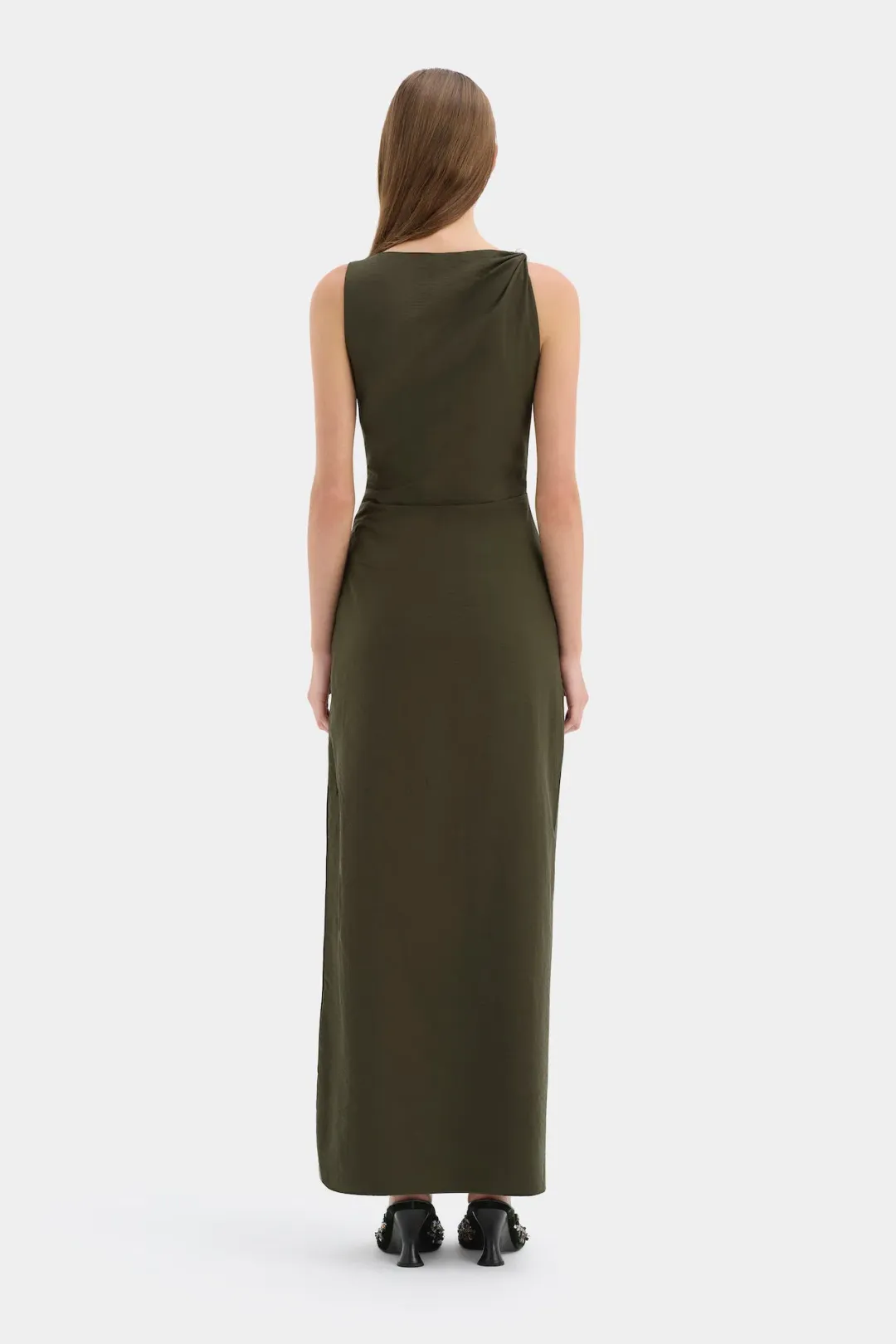 Sir the Label Sorel Maxi Dress in Dark Olive Size 3 / AU 12 for rent on The Volte - main image