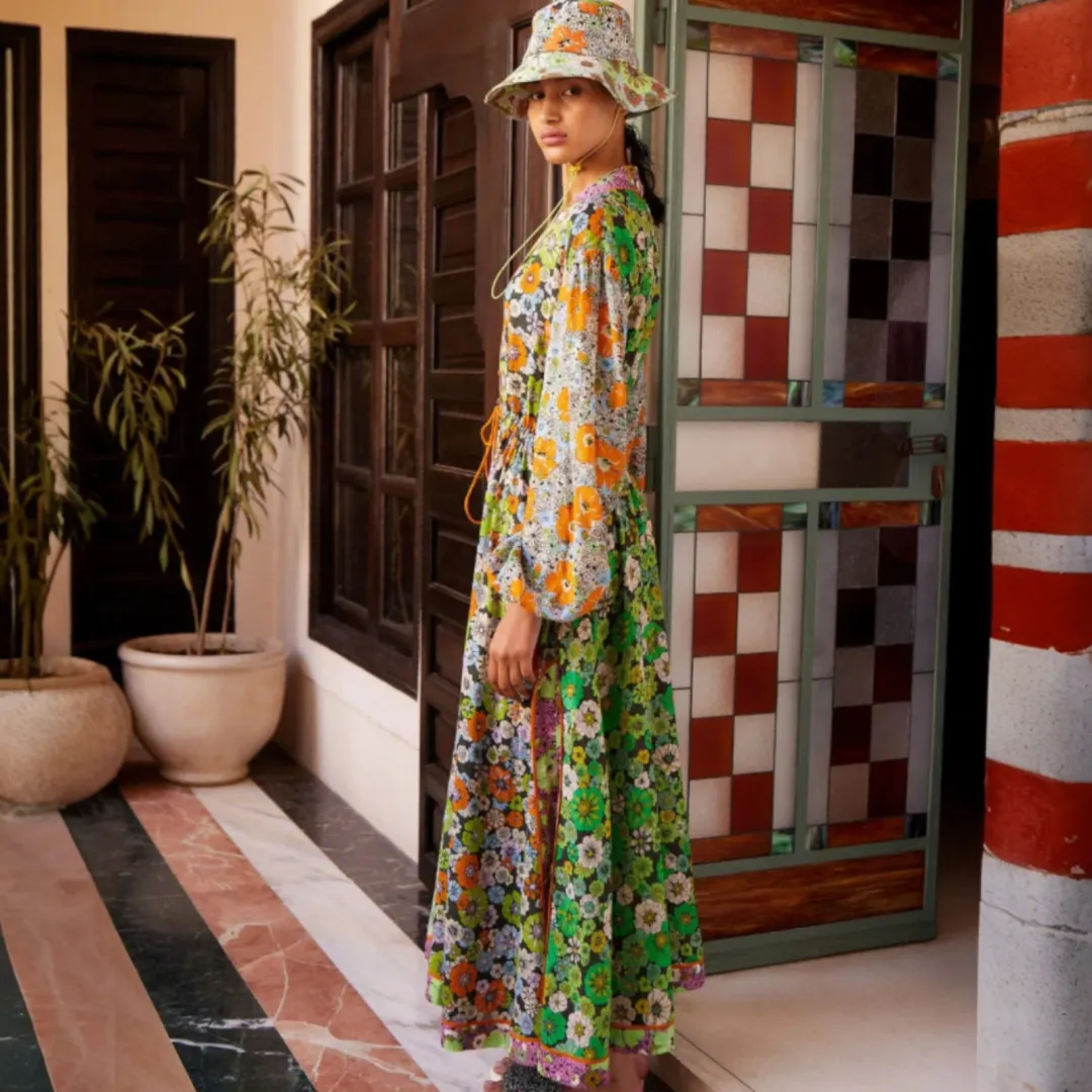 Alemais Orange Blossom Spliced Dress Size 14 for rent on The Volte - main image
