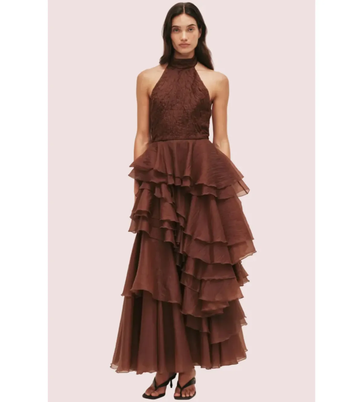 Aje Fayette Gown Chocolate Brown Size 8 - Image 1