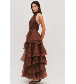 Aje Fayette Gown Chocolate Brown Size 8 for rent on The Volte - image 4