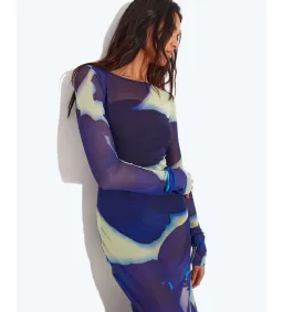 Rat & Boa Santino Maxi Dress Ultra-hot Blue and Mint Green Floral Print Size 8 for rent on The Volte - image 4