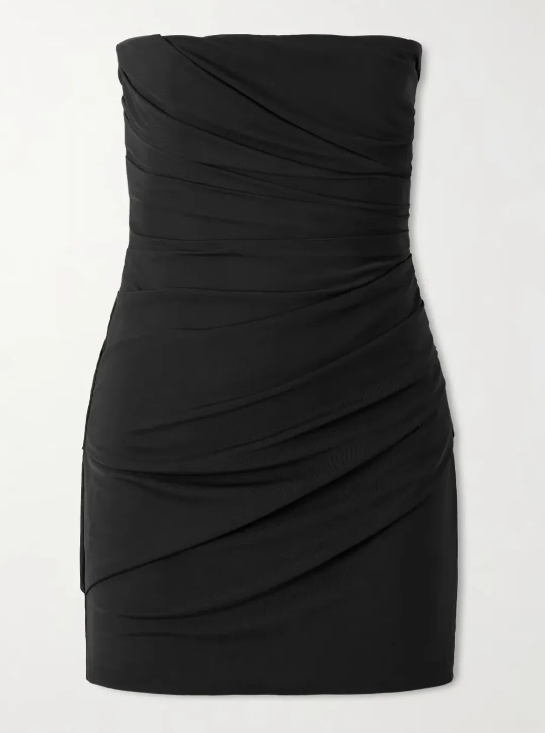ALEX PERRY Strapless gathered stretch-mesh corset dress AU 8 | Classic Little Black Dress for rent on The Volte - main image