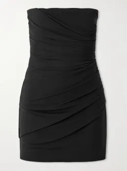 ALEX PERRY Strapless gathered stretch-mesh corset dress AU 8 | Classic Little Black Dress for rent on The Volte - image 4