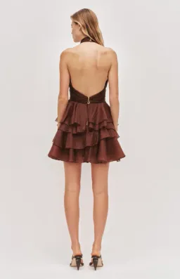 AJE Fayette Mini Dress Dark Chocolate Size 6 for rent on The Volte - image 2