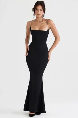 HOUSE OF CB Olivette Black Satin Corset Maxi Dress - Size XS for rent on The Volte - image 1