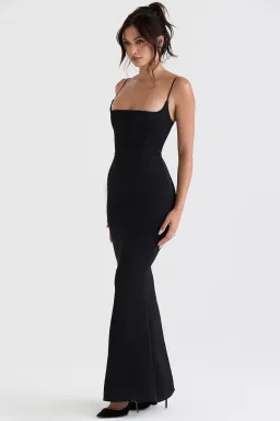 HOUSE OF CB Olivette Black Satin Corset Maxi Dress - Size XS for rent on The Volte - image 2