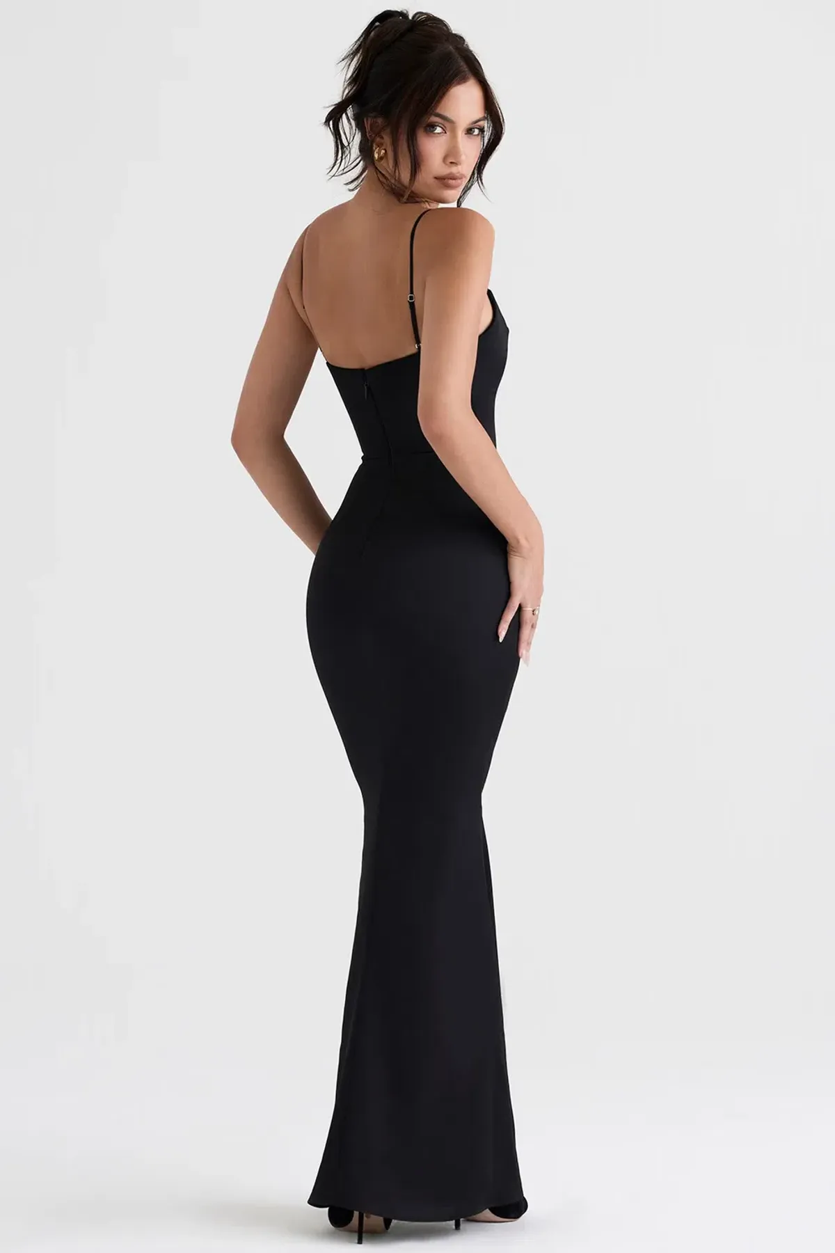 HOUSE OF CB Olivette Black Satin Corset Maxi Dress - Size XS - Image 4