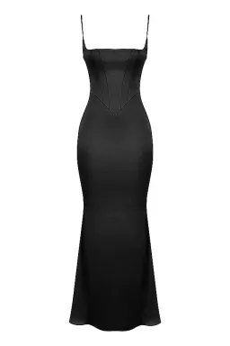 HOUSE OF CB Olivette Black Satin Corset Maxi Dress - Size XS for rent on The Volte - image 5