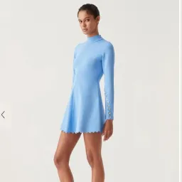 Aje Harmony Knit Mini Dress Mist Blue - Size XXS for rent on The Volte - image 2