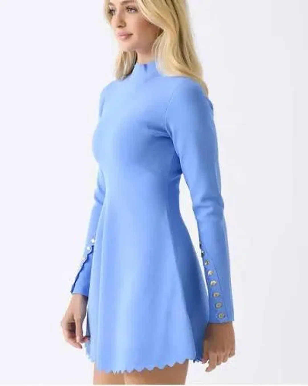 Aje Harmony Knit Mini Dress Mist Blue - Size XXS for rent on The Volte - main image