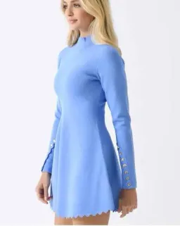 Aje Harmony Knit Mini Dress Mist Blue - Size XXS for rent on The Volte - image 6