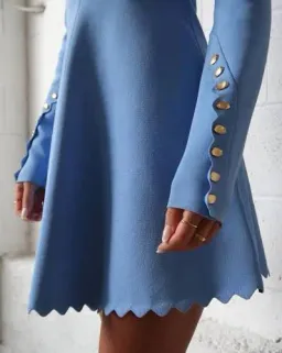 Aje Harmony Knit Mini Dress Mist Blue - Size XXS for rent on The Volte - image 7