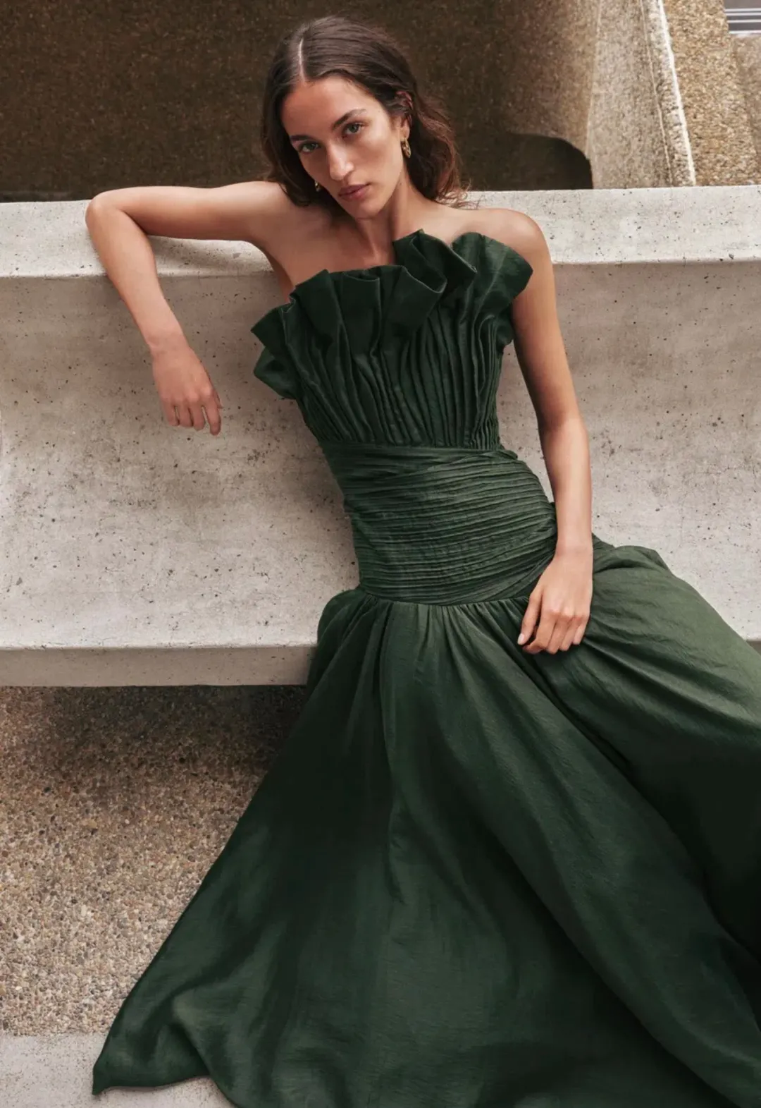 Aje Aquiline Gown Size 16 Hunter Green for rent on The Volte - main image