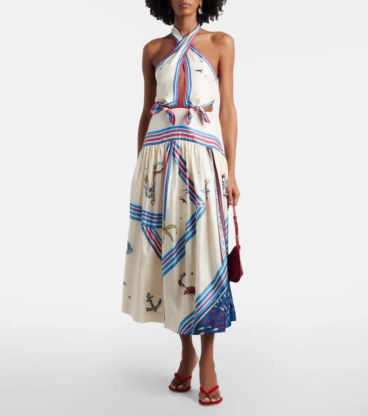 Alémais Apollo printed silk midi dress 8 for rent on The Volte - main image
