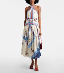 Alémais Apollo printed silk midi dress 8 for rent on The Volte - image 1