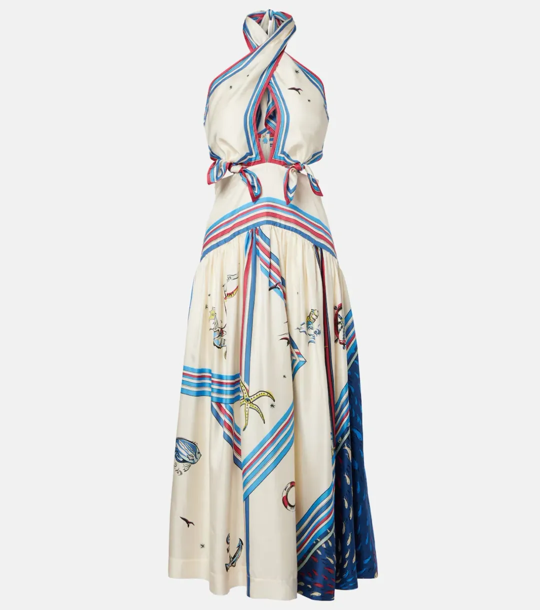 Alémais Apollo printed silk midi dress 8 for rent on The Volte - main image