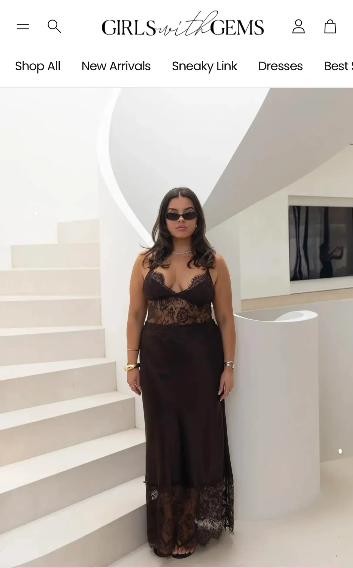Sneaky Link Jaz Hand Lace Maxi Dress Chocolate Size 16/XXL for rent on The Volte - main image