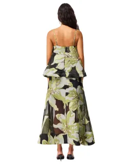 Elliatt Elysia Tiered Gown Black Green Floral Size XL for rent on The Volte - image 3