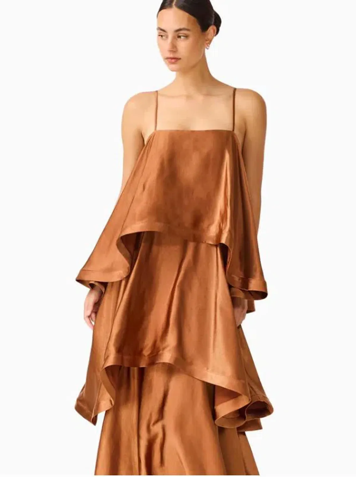Elliatt Tilly Tiered Maxi Dress in Toffee Brown Size M/10 - Image 2