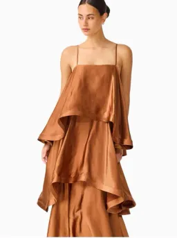 Elliatt Tilly Tiered Maxi Dress in Toffee Brown Size M/10 for rent on The Volte - image 2
