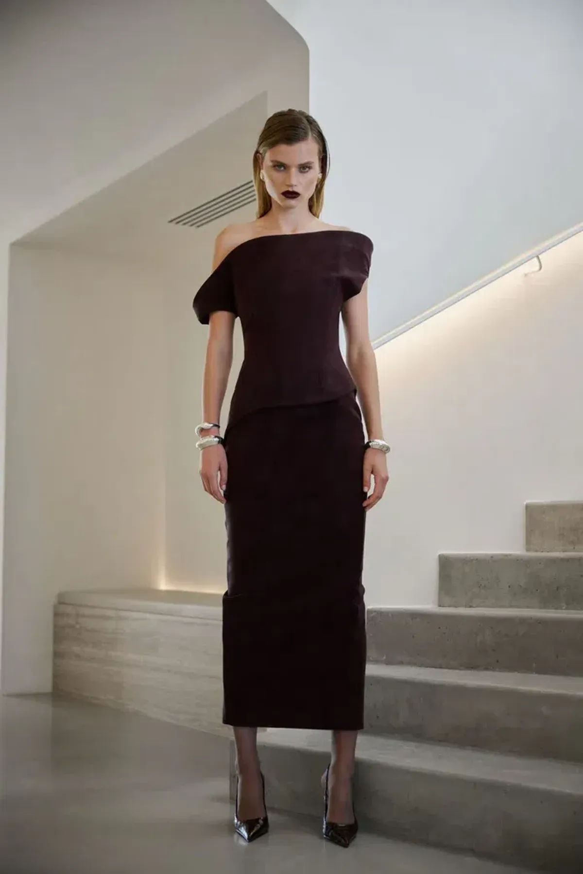 ELIYA THE LABEL Cyra Dress | Deep Wine Size XS for rent on The Volte - main image