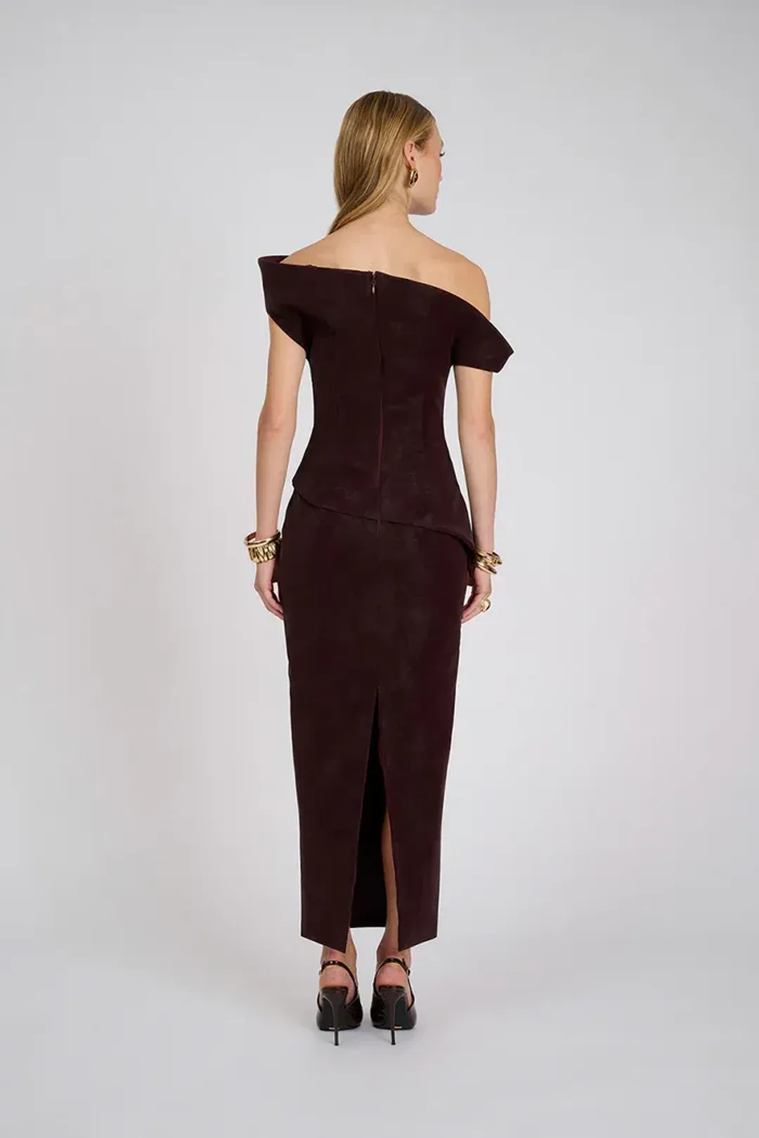 ELIYA THE LABEL Cyra Dress | Deep Wine Size L for rent on The Volte - main image