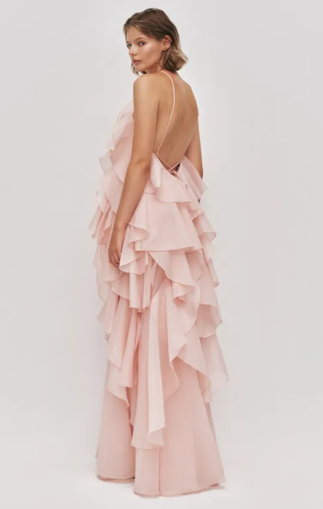 AJE Pandorea Layered Maxi Dress Pastel pink Size 14 for rent on The Volte - main image