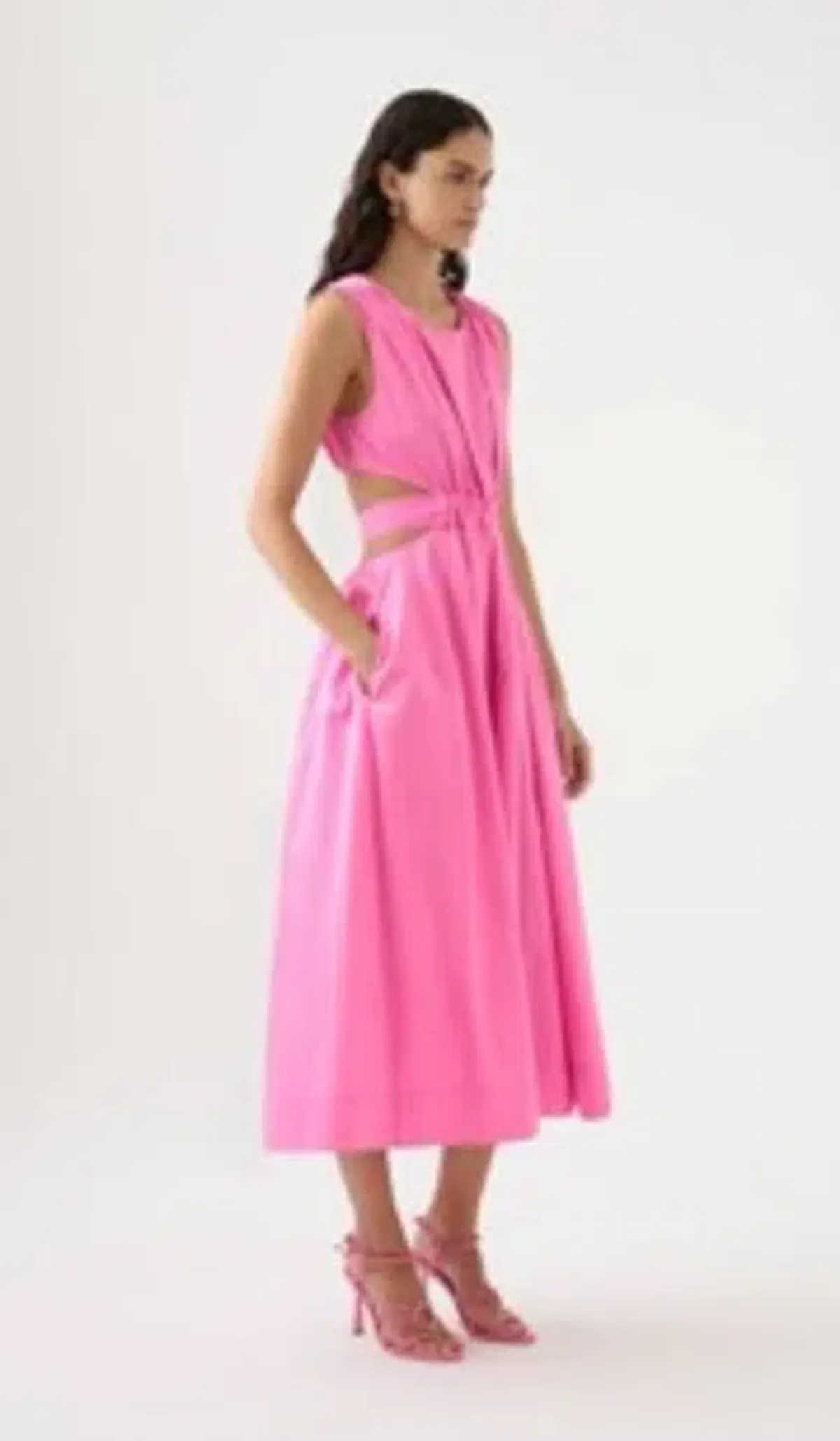 Aje ZORINA TIE MIDI DRESS size au16 RRP $500 in pink for rent on The Volte - main image