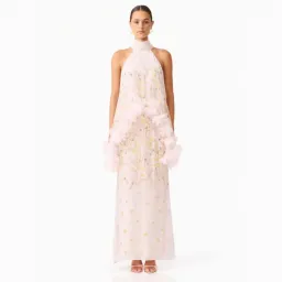 Elliatt Tulsia Floral Cape Maxi Dress in Pink Size Large for rent on The Volte - image 3