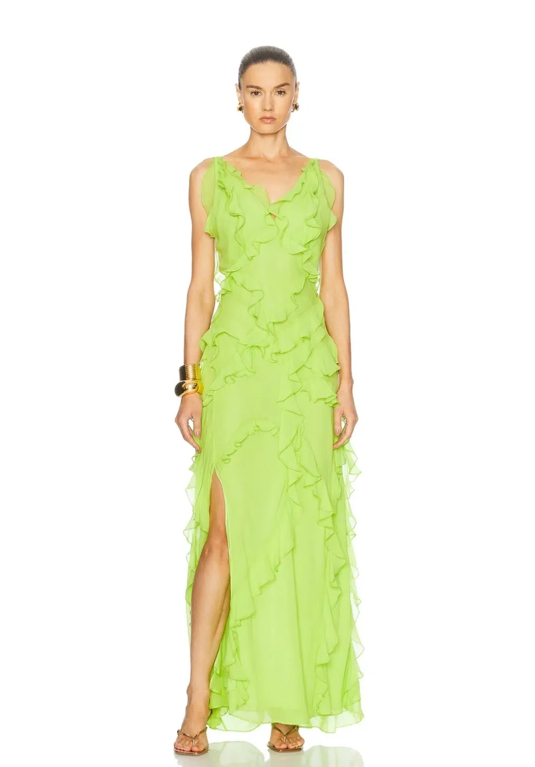 Rachel Gilbert Cedar Gown Lime Green 2/AU10 for rent on The Volte - main image