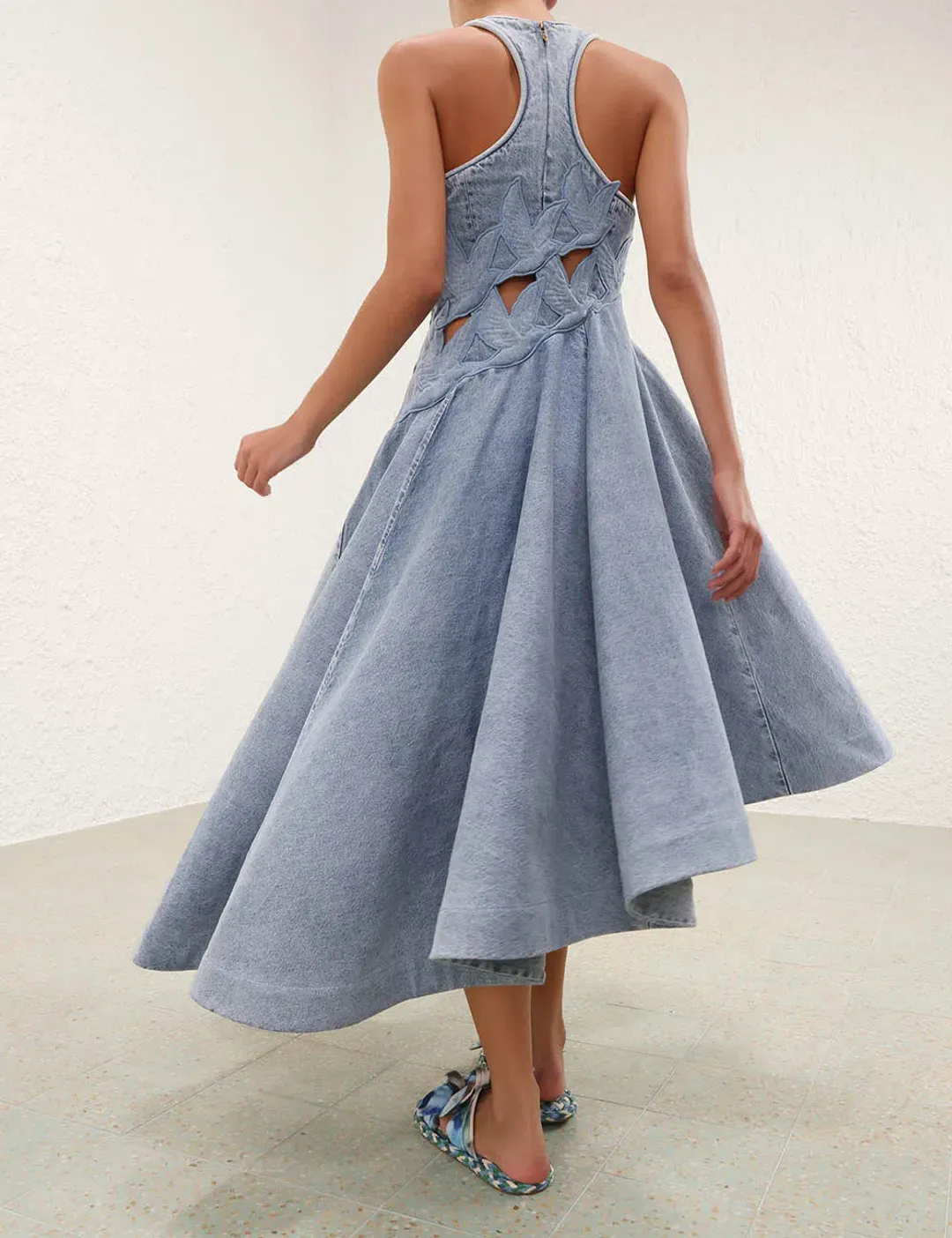 Zimmermann Alchemy Denim Applique Dress - size 1 for rent on The Volte - main image