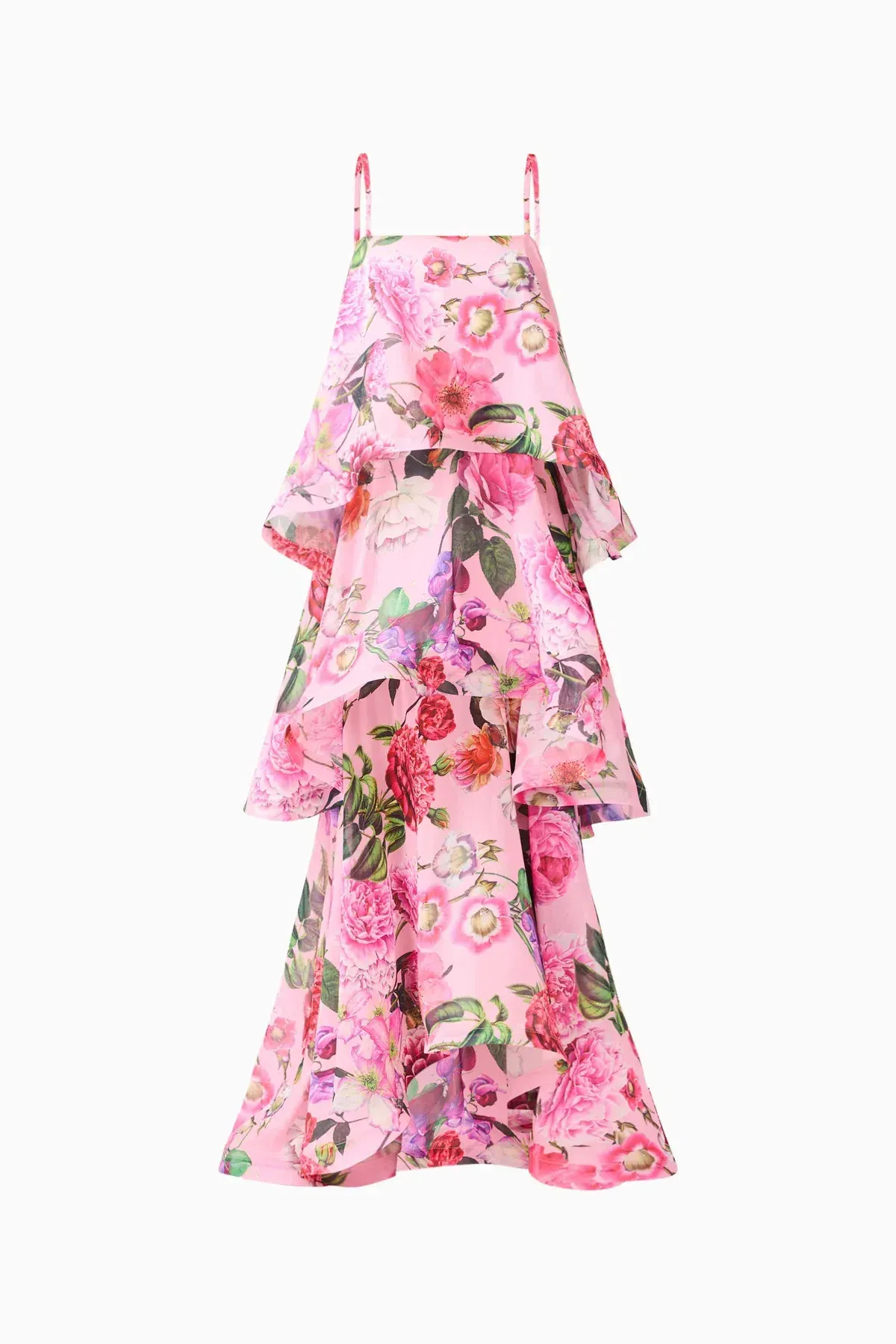 Elliatt Armani Tiered Maxi Dress in Pink Floral, Size L (12-14) - Image 6