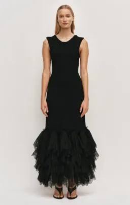 AJE Thalia Knit Midi Dress Black Size XS for rent on The Volte - image 1