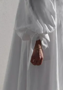 Isabella Longginou - White Balloon Sleeve Swing Dress - Size 14 / US 10 for rent on The Volte - image 5