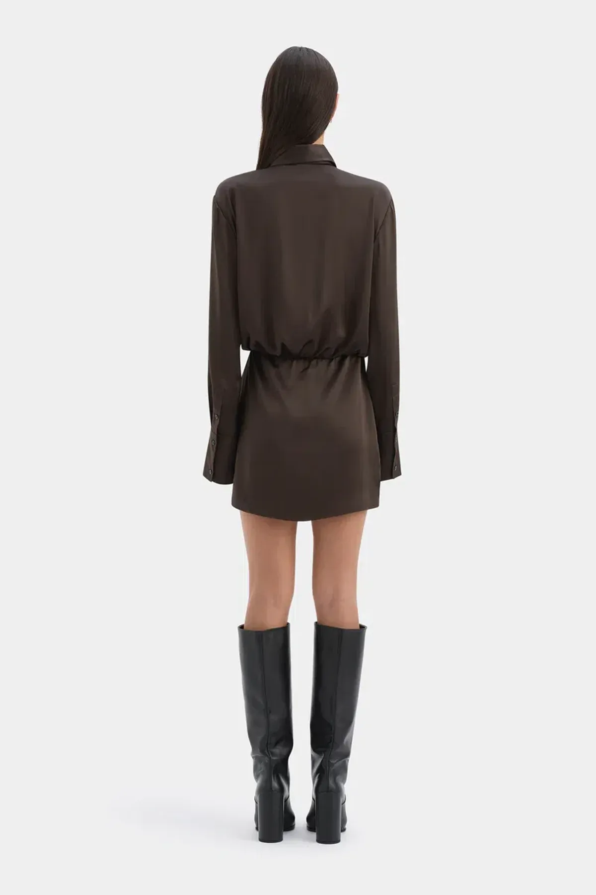 Sir the label Sorrento shirt dress bitter chocolate size 3 (au 12) - Image 3